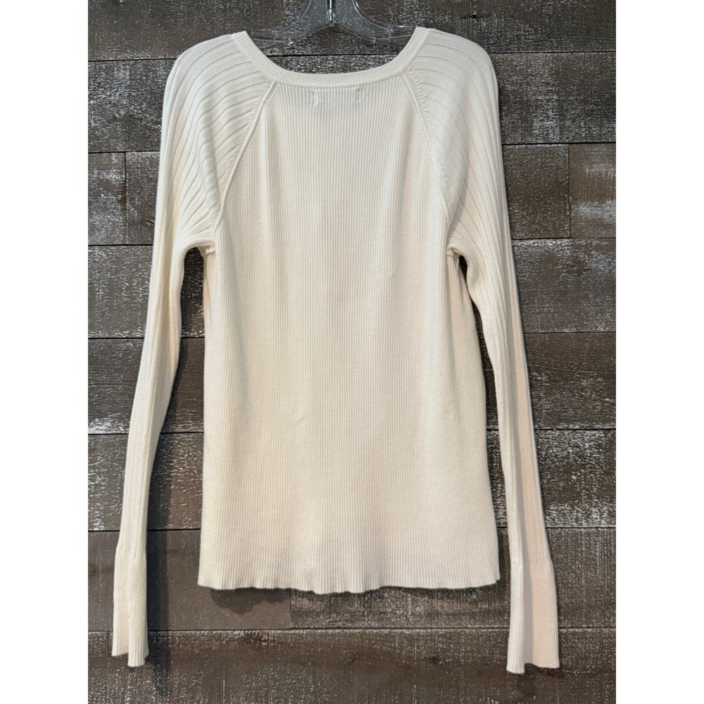 Calvin Klein Jeans Ribbed Quarter Zip Sweater Womens Medium White - Picture 2 of 5